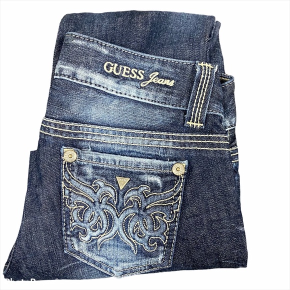 jeans with triangle logo on back pocket